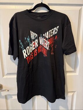 Roger Waters Graphic Tee in Black with Red & Blue Print